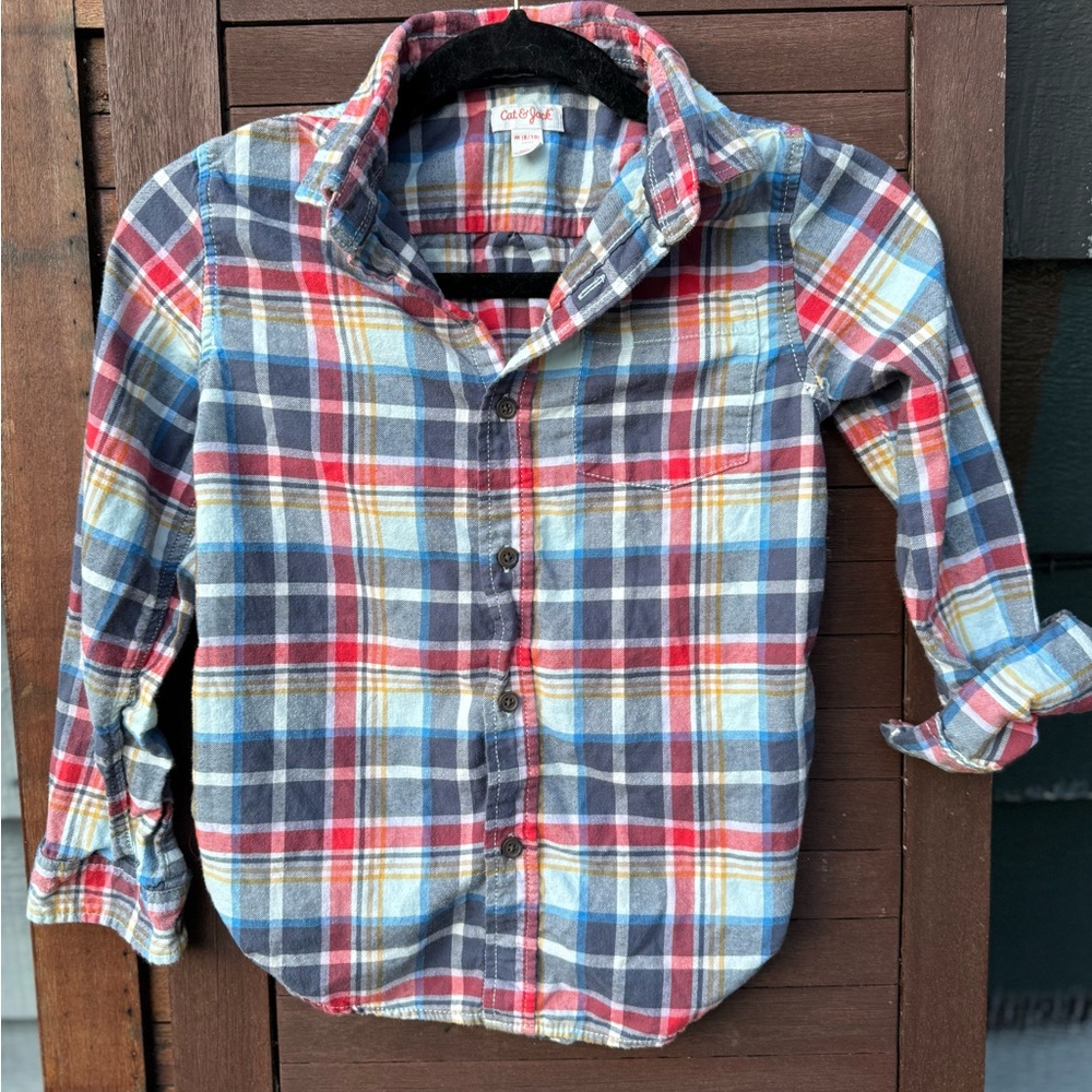 Cat & Jack Multicolor Plaid Flannel Button Down Shirt